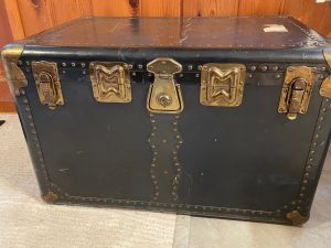 Heavy leather travel trunk from 1914